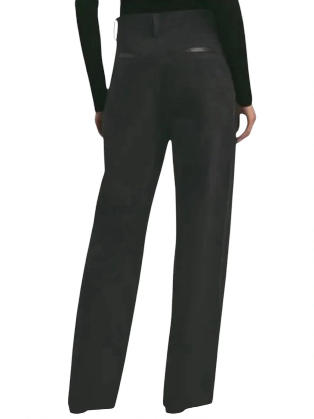 Favorite Daughter The Taylor Denim Faux Leather Trim Wide Leg Trousers Pants